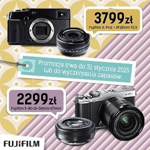 Aparaty Fujifilm X-M1 i X-Pro1 z obiektywami w promocji