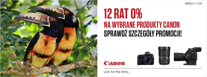 Nowa promocja Canon: wybrane produkty w kredycie lub leasingu 0%. Promocja łączy się z innymi promocjami Canon