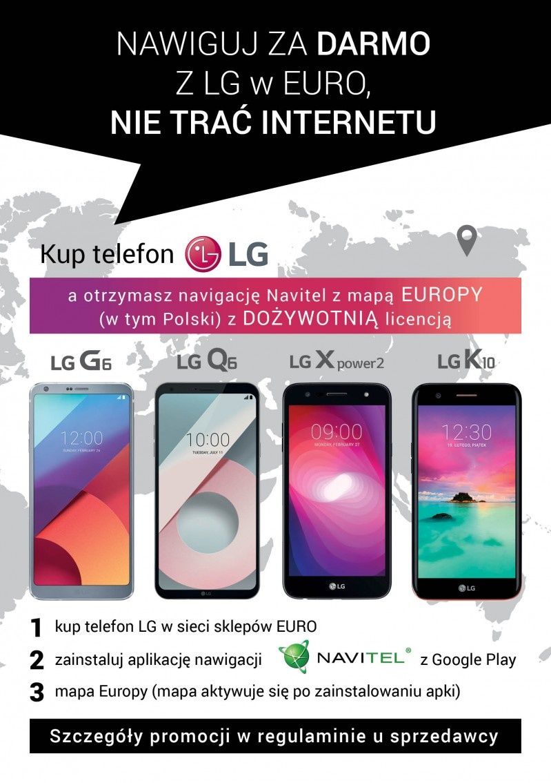 Mapa Europy NAVITEL gratis do wybranych smartfonów LG