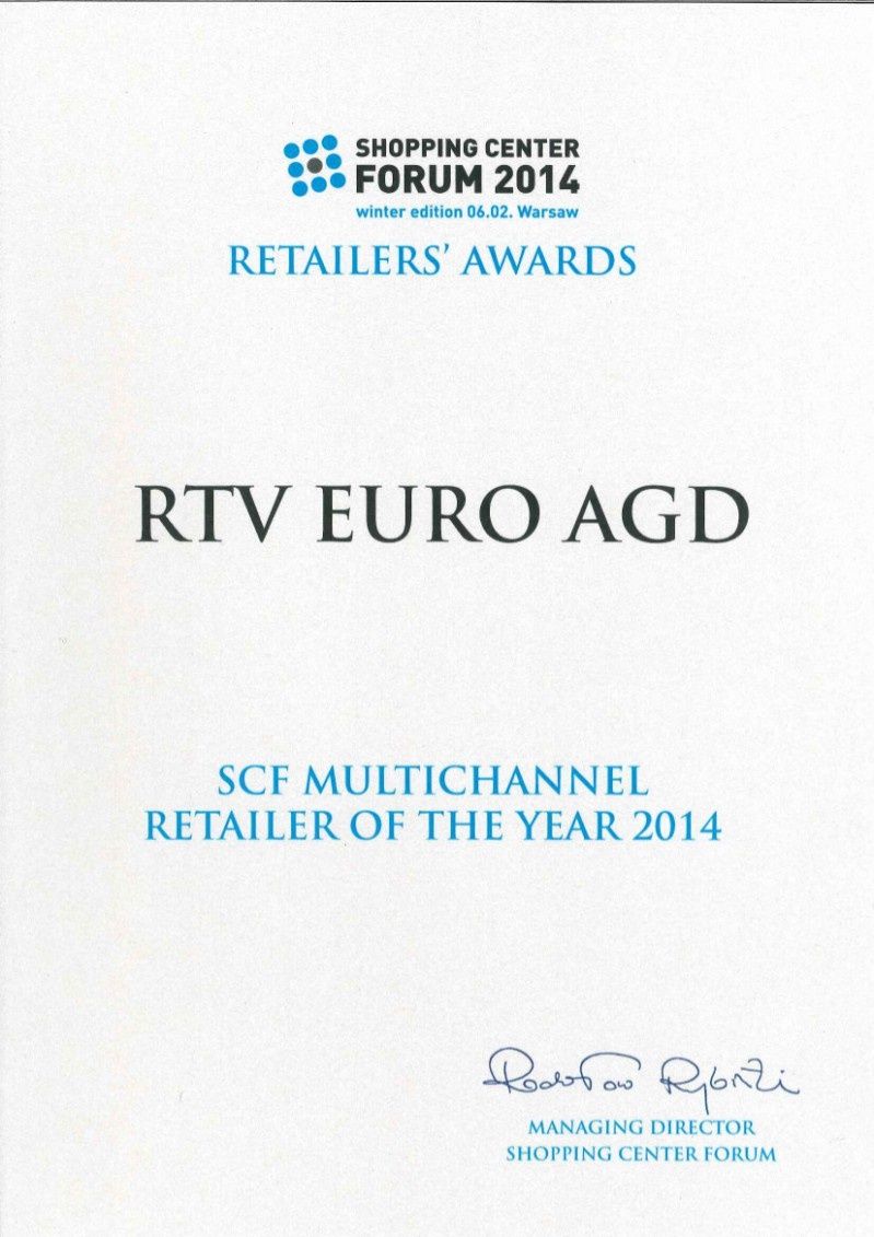 Nagroda  dla RTV Euro AGD SCF Retailers Awards 2014