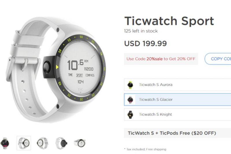 Smartwatch Mobvoi Ticwatch o 20% taniej