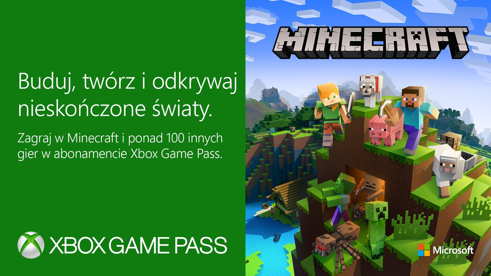Minecraft dostępny w abonamencie Xbox Game Pass