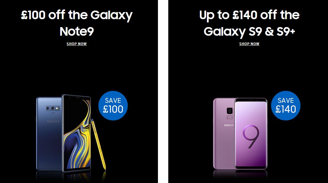 Samsung  Galaxy S9  taniej o £140, a  Note9 mniej o £100, czyli Black Friday na Wyspach tuż tuż...
