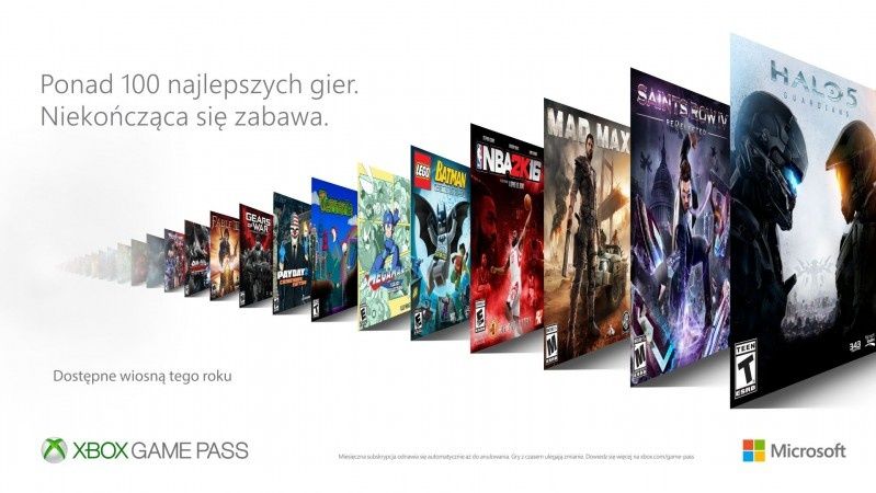 Microsoft, właściciel usługi Xbox Live na konsoli Xbox One, prezentuje nową usługę cyfrową Xbox Game Pass, dostępną wiosną 2017 roku.