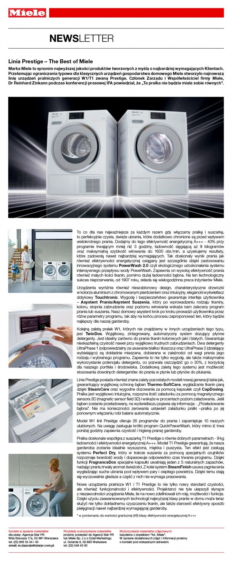Nowa linia Prestige generacji urządzeń pralniczych W1/T1