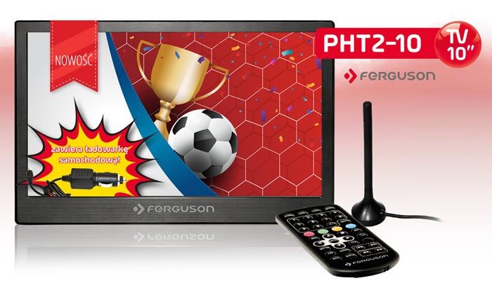 Ferguson PHT2-10 - Nieduży, poręczny telewizor przenośny z tunerem DVB-T/T2 i obsługą standardu H.256/HEVC