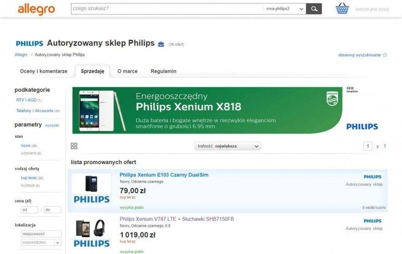 Philips Mobile uruchomił sklep w Strefie Marek Allegro