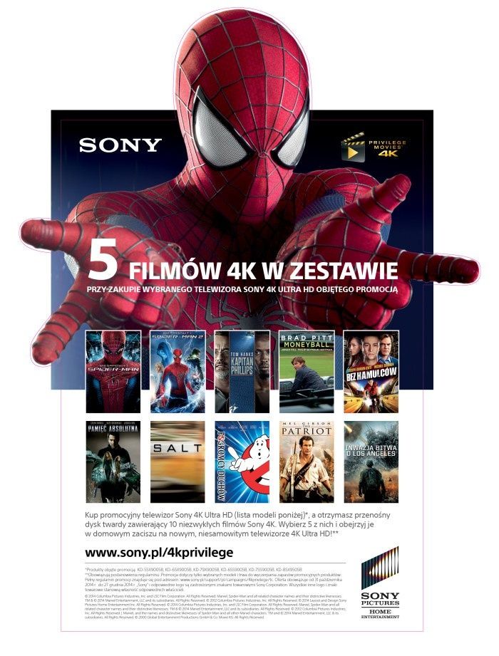 Promocja dla nabywców telewizorów Sony 4K Ultra HD: darmowy pakiet filmów w rozdzielczości 4K