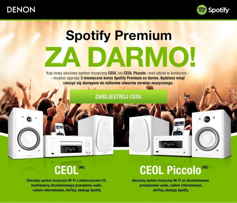 Przedłużenie promocji Spotify Premium przy zakupie DENON CEOL do 31 sierpnia 2013