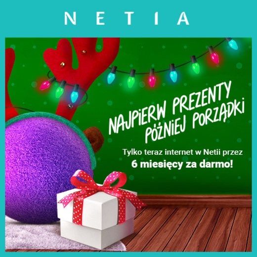 Świąteczna promocja Netii z darmowym internetem i gadżetami