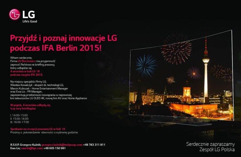 LG zaprasza na IFA Berlin 2015