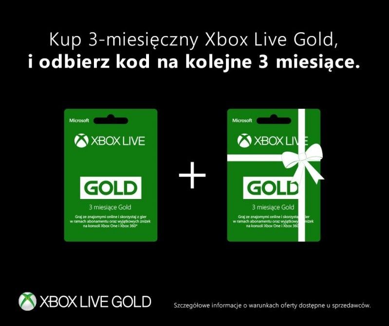Kup abonament Xbox Live Gold do 30 stycznia i odbierz dodatkowe 3 miesiące subskrypcji 
