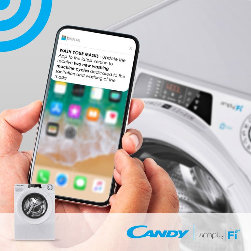 Marka Candy uruchamia nowe programy prania „Dezynfekcja masek” i „Odświeżanie masek” dostępne dla pralek i pralko-suszarek z serii Bianca, RapidO i SmartPro poprzez aplikację simply-Fi