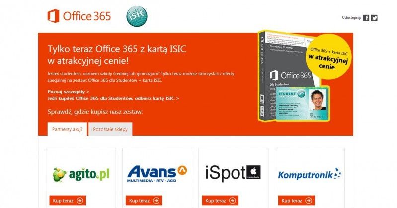 Karta ISIC i Office 365 - duet  dla uczniów i studentów