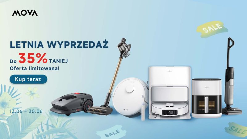 Wakacje z MOVA – rabaty do 38% na inteligentne urządzenia, które sprzątają za Ciebie