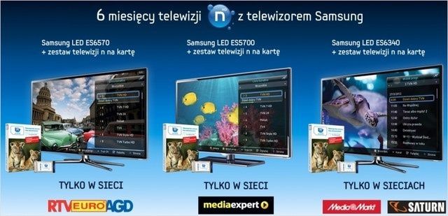 6 miesięcy pełnej oferty telewizji n na kartę z Samsung Smart TV