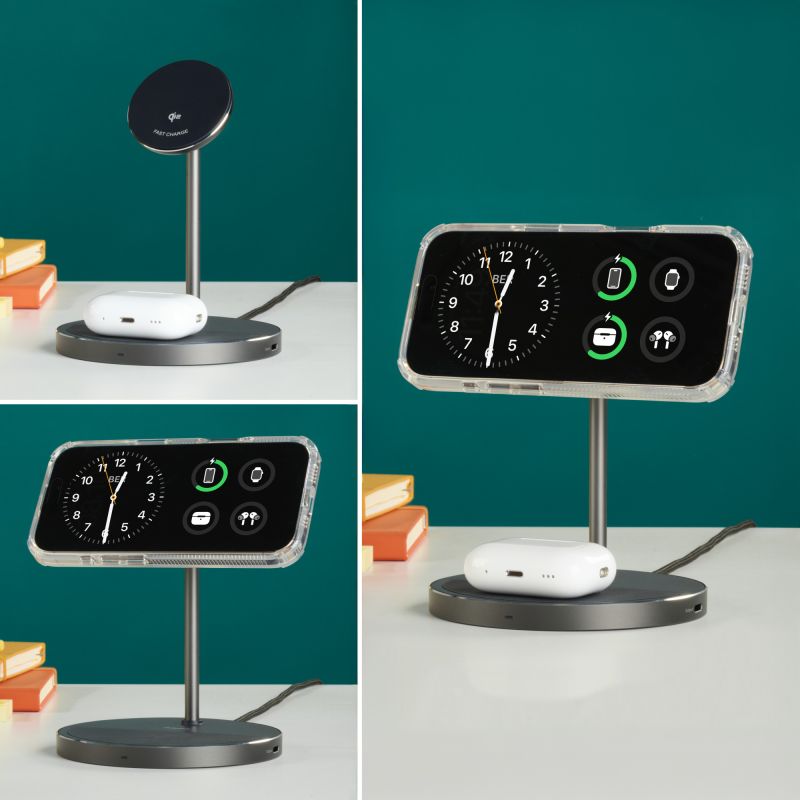 Premiera ładowarki indukcyjnej Hama Stand 2w1 Qi2 Fast Charge o mocy 15 W na iPhone’a i słuchawki