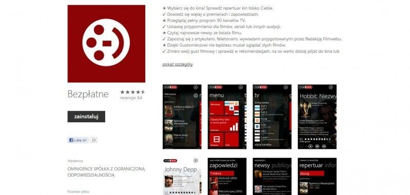 Filmweb dostępny na smartfonach z serii Nokia Lumia