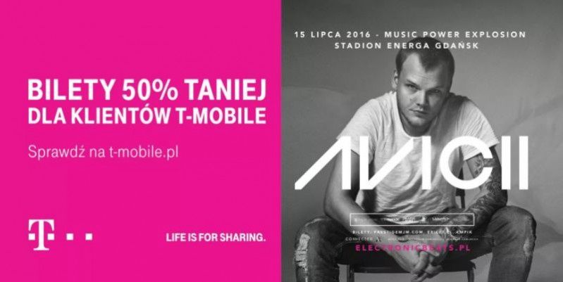 T-Mobile: Avicii - 50% zniżki na bilety i streaming koncertu na żywo