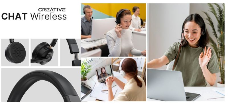 CREATIVE CHAT Wireless Ultra lekki zestaw słuchawkowy stworzony do komfortowej i profesjonalnej komunikacji bezprzewodowej