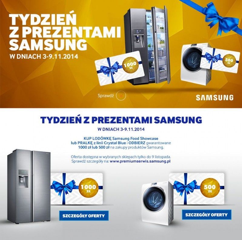 Kup pralkę lub lodówkę Samsung i otrzymaj atrakcyjny prezent