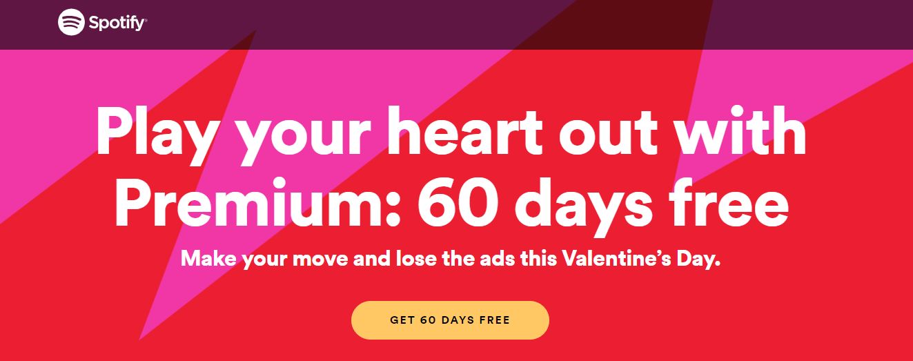 Spotify - na Walentynki, 60 dni za darmo