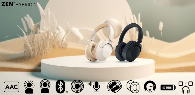Kreatywny Zen Hybrydowy 2  Bezprzewodowe słuchawki z hybrydowym ANC i długą żywotnością akumulatora