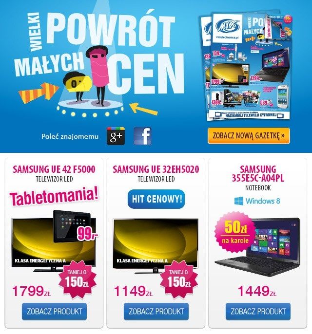 Promocja - do wybranych TV tablet za 99 zł gratis