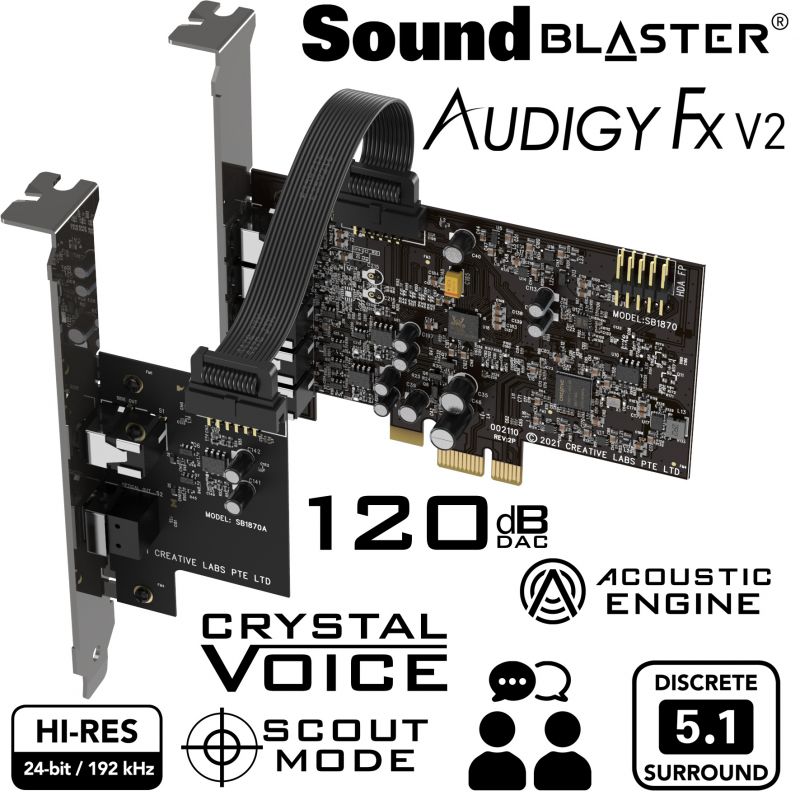 Creative Sound Blaster Audigy FX V2 Karta dźwiękowa dla komputerów stacjonarnych z zestawem SmartComms i kartą rozszerzeń DB Pro