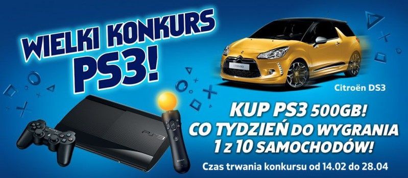 Konkurs PS3 - kup PS3 500GB i wygraj 1 z 10 samochodów