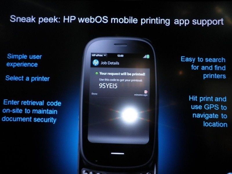 HP oferuje aplikację do systemu webOS współpracującą z funkcją ePrint Enterprise