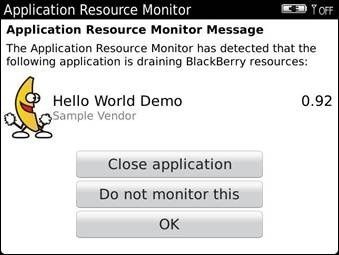 Application Resource Monitor - wydłuża czas pracy baterii BlackBerry