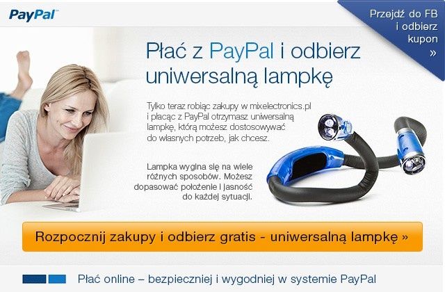 Płać z PayPal i odbierz uniwersalną lampkę!