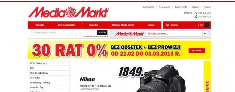 30 rat x 0% w Media Markt tylko do 3.03.2013